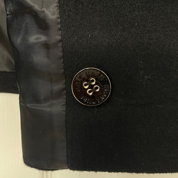 Cole Hann | Black Wool Trench Coat with Leather Trim Women’s 3X - Picture 9 of 16